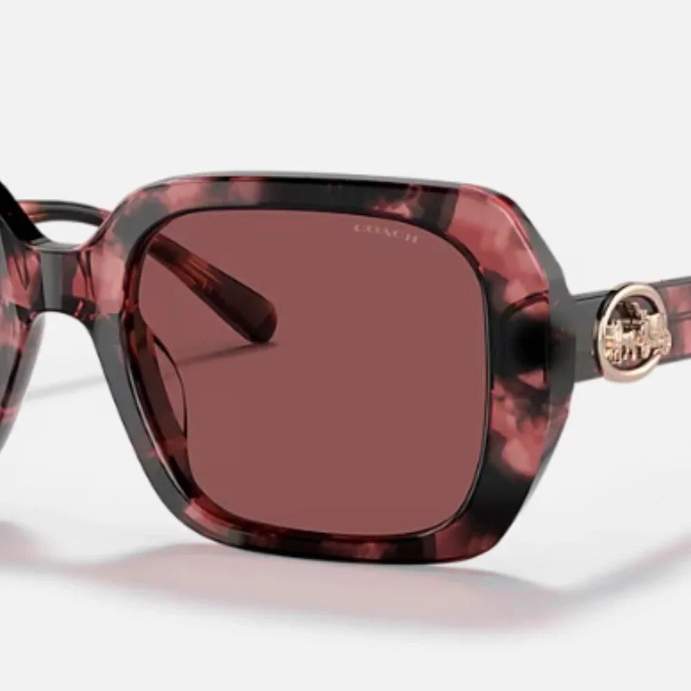 COACH Milky Wine Tortoise Oversized Rectangular Square Frame Sunglasses--NWT